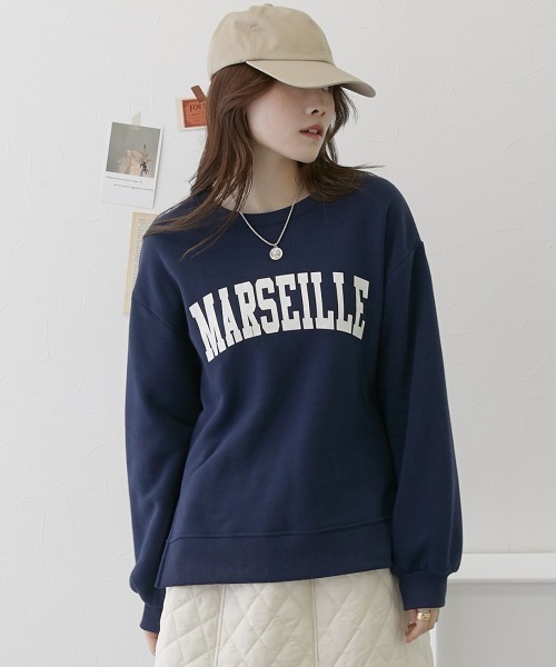 nissen（ニッセン）の「裏起毛　ロゴプリントトレーナー（スウェット・レディース・アイボリー/ピンク/ネイビー・L/M）」の15枚目の写真