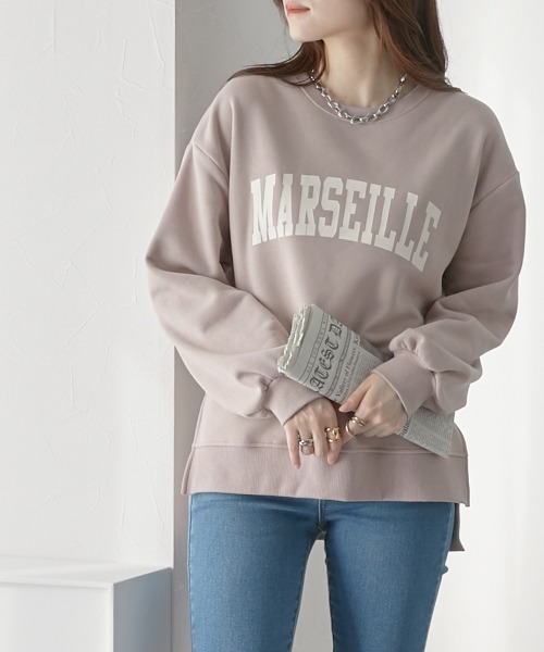 nissen（ニッセン）の「裏起毛　ロゴプリントトレーナー（スウェット・レディース・アイボリー/ピンク/ネイビー・L/M）」の22枚目の写真