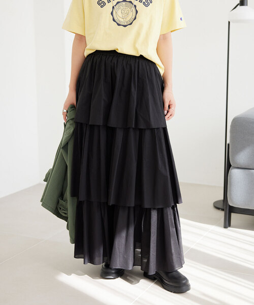 SLOBE IENA（スローブイエナ）の「コットンティアードスカート