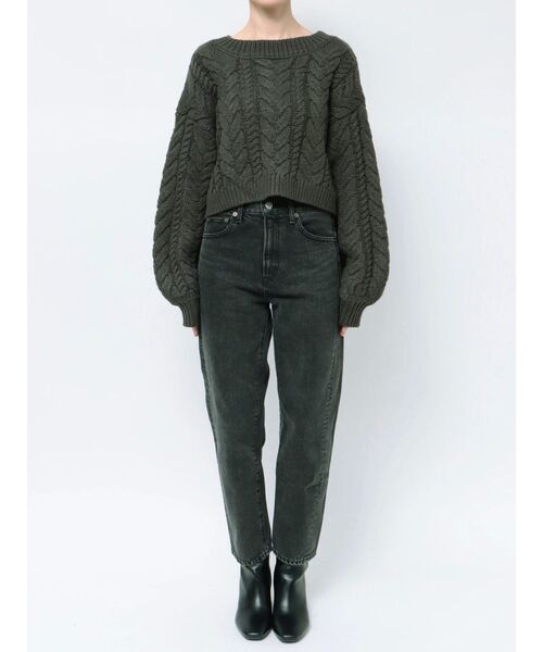 Ungrid(アングリッド)の「ショートケーブルニット(ニット/セーター・レディース・チャコールグレー/アイボリー/ブラウン・FREE)」の13枚目の写真