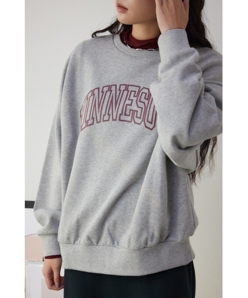 AZUL by moussy（アズールバイマウジー）の「プリント起毛プルオーバー（スウェット・レディース・ブルー/杢グレー/ダークグレー・FREE）」の4枚目の写真