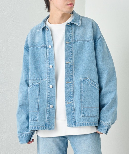 COLONY 2139（コロニートゥーワンスリーナイン）の「ブラッシュドデニムカバーオール（デニムジャケット・メンズ・ブラック/サックスブルー・MEDIUM/LARGE）」の16枚目の写真