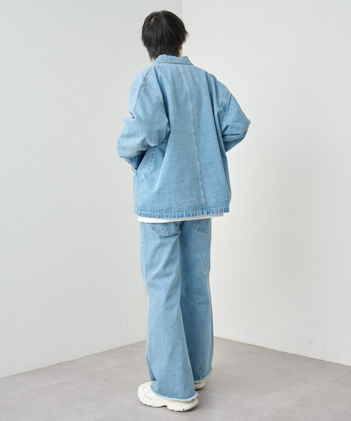 COLONY 2139（コロニートゥーワンスリーナイン）の「ブラッシュドデニムカバーオール（デニムジャケット・メンズ・ブラック/サックスブルー・MEDIUM/LARGE）」の22枚目の写真