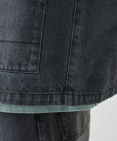 COLONY 2139（コロニートゥーワンスリーナイン）の「ブラッシュドデニムカバーオール（デニムジャケット・メンズ・ブラック/サックスブルー・MEDIUM/LARGE）」の17枚目の写真