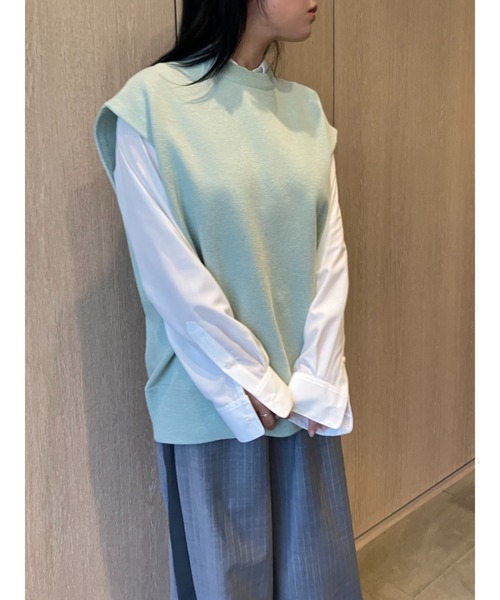 MIESROHE（ミースロエ）の「【ウォッシャブル】裏毛編みニットベスト（ニット/セーター・レディース・ホワイト/グリーン/グレー/ブラック・FREE）」の4枚目の写真