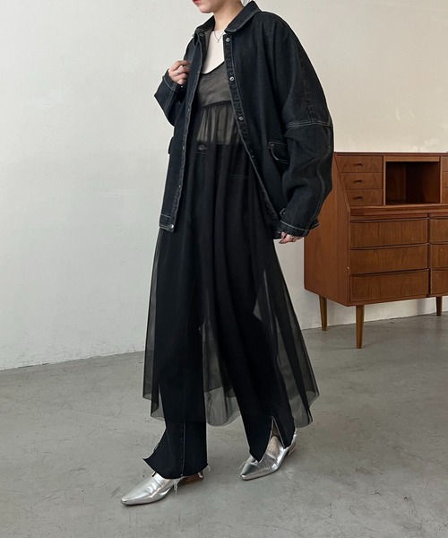 CAPRICIEUX LE'MAGE(カプリシューレマージュ)の「2WAYチュールワンピース(ワンピース・レディース・ブラック/ベージュ・FREE)」の13枚目の写真