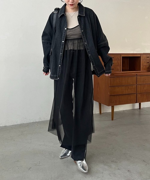 CAPRICIEUX LE'MAGE(カプリシューレマージュ)の「2WAYチュールワンピース(ワンピース・レディース・ブラック/ベージュ・FREE)」の17枚目の写真