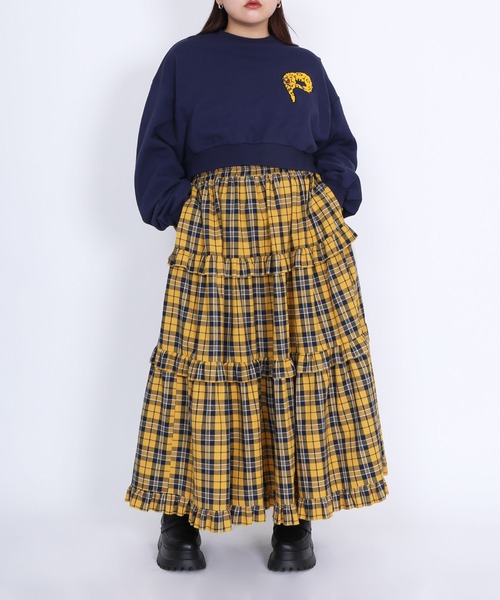 PUNYUS（プニュズ）の「チェックフリルティアードロングスカート（スカート・レディース・ホワイト/イエロー/レッド・2/3/4/1）」の13枚目の写真