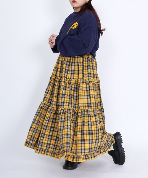 PUNYUS（プニュズ）の「チェックフリルティアードロングスカート（スカート・レディース・ホワイト/イエロー/レッド・2/3/4/1）」の15枚目の写真