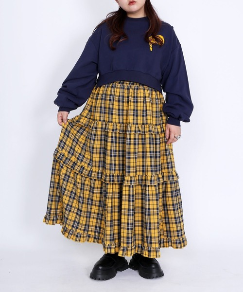 PUNYUS（プニュズ）の「チェックフリルティアードロングスカート