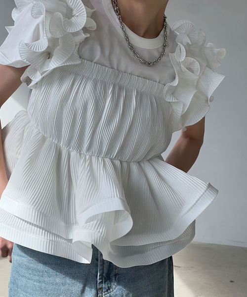 chuclla（チュクラ）の「ペプラムフリル キャミビスチェ chw24s032（その他トップス・レディース・ブラック/ホワイト・FREE）」の15枚目の写真