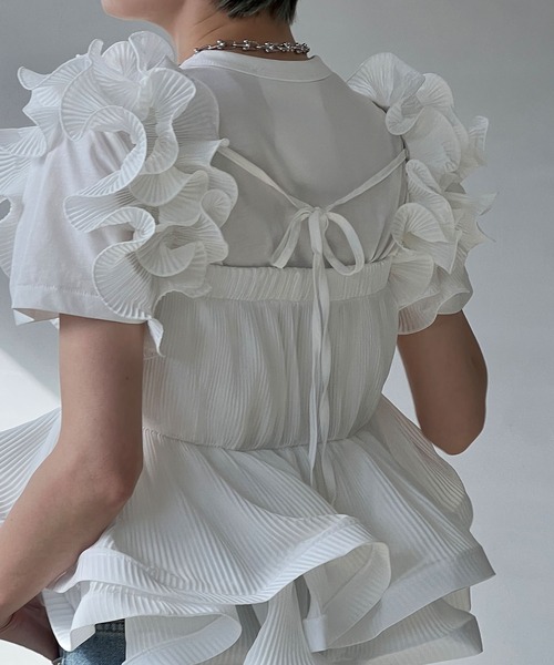 chuclla（チュクラ）の「ペプラムフリル キャミビスチェ chw24s032（その他トップス・レディース・ブラック/ホワイト・FREE）」の17枚目の写真