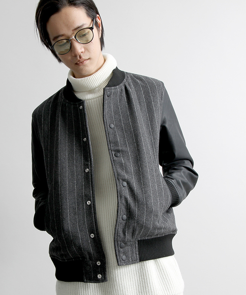 WEGO（ウィゴー）の「WEGO/メルトンスタジャン（スタジャン・メンズ・オフホワイト/ブラック/グレー/グレー系その他/杢グレー/ネイビー/キャメル/その他1・MEDIUM/LARGE）」の6枚目の写真