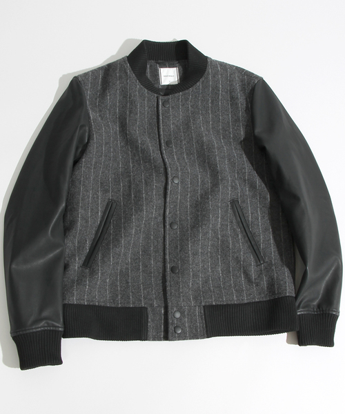 WEGO（ウィゴー）の「WEGO/メルトンスタジャン（スタジャン・メンズ・オフホワイト/ブラック/グレー/グレー系その他/杢グレー/ネイビー/キャメル/その他1・MEDIUM/LARGE）」の20枚目の写真