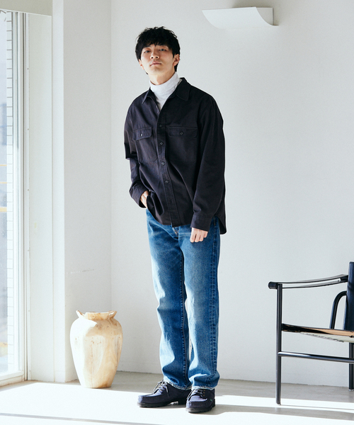 Prentiss（プレンティス）の「【Prentiss / プレンティス】別注 T/C CPOシャツ（シャツ/ブラウス・メンズ・ブラック/ベージュ系その他/サファリグリーン・MEDIUM/LARGE）」の4枚目の写真