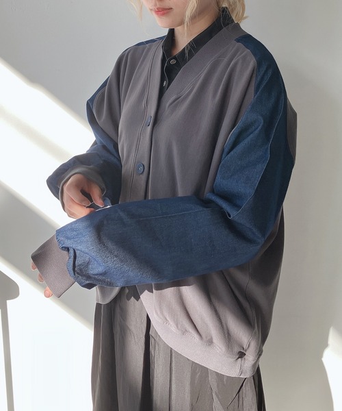 AS KNOW AS plus(アズノゥアズプラス)の「◎インディゴミックスカーディガン(カーディガン/ボレロ・レディース・チャコールグレー/インディゴブルー/ブルー・FREE)」の1枚目の写真