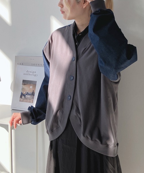 AS KNOW AS plus(アズノゥアズプラス)の「◎インディゴミックスカーディガン(カーディガン/ボレロ・レディース・チャコールグレー/インディゴブルー/ブルー・FREE)」の18枚目の写真