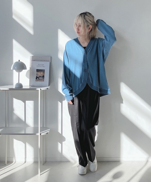 AS KNOW AS plus(アズノゥアズプラス)の「◎インディゴミックスカーディガン(カーディガン/ボレロ・レディース・チャコールグレー/インディゴブルー/ブルー・FREE)」の17枚目の写真