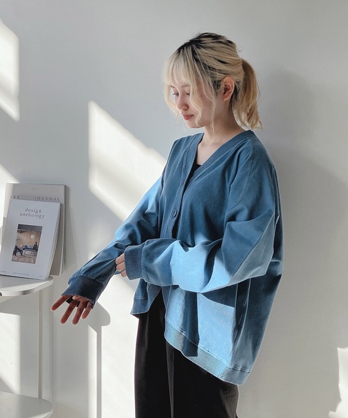 AS KNOW AS plus(アズノゥアズプラス)の「◎インディゴミックスカーディガン(カーディガン/ボレロ・レディース・チャコールグレー/インディゴブルー/ブルー・FREE)」の14枚目の写真