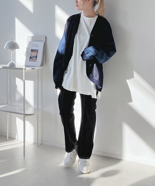 AS KNOW AS plus(アズノゥアズプラス)の「◎インディゴミックスカーディガン(カーディガン/ボレロ・レディース・チャコールグレー/インディゴブルー/ブルー・FREE)」の9枚目の写真