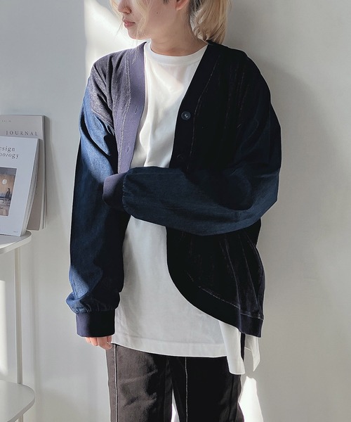 AS KNOW AS plus(アズノゥアズプラス)の「◎インディゴミックスカーディガン(カーディガン/ボレロ・レディース・チャコールグレー/インディゴブルー/ブルー・FREE)」の6枚目の写真