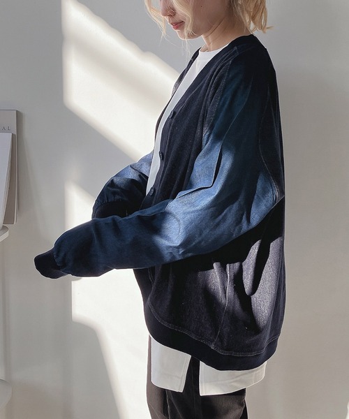 AS KNOW AS plus(アズノゥアズプラス)の「◎インディゴミックスカーディガン(カーディガン/ボレロ・レディース・チャコールグレー/インディゴブルー/ブルー・FREE)」の7枚目の写真