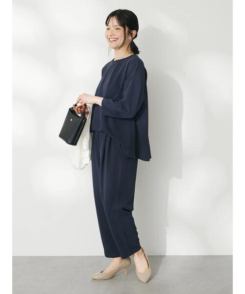CRAFT STANDARD BOUTIQUE（クラフトスタンダードブティック）の「【追加】8分丈ウエストタックオールインワン（ワンピース・レディース・アイボリー/ネイビー/ブラック・M/L）」の5枚目の写真