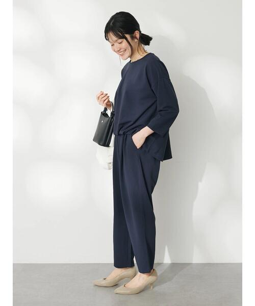 CRAFT STANDARD BOUTIQUE（クラフトスタンダードブティック）の「【追加】8分丈ウエストタックオールインワン（ワンピース・レディース・アイボリー/ネイビー/ブラック・M/L）」の6枚目の写真