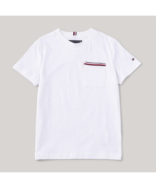 TOMMY HILFIGER(トミーヒルフィガー)の「BOYS ポケットショートスリーブTシャツ(Tシャツ/カットソー・キッズ・ネイビー/ホワイト・130cm/160cm/140cm/150cm)」の1枚目の写真