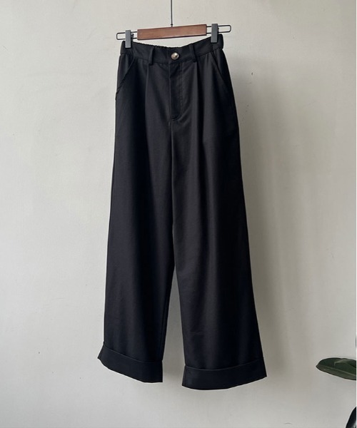 kirakiraShop(キラキラショップ)の「ハイウエスト ダブル 仕立て スラックス(チノパンツ・レディース・オフホワイト/ブラック/ベージュ・M/L)」の12枚目の写真