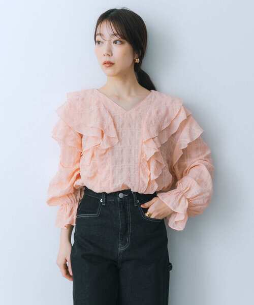 HEYUMM（ヘユム）の「チュニックフリルブラウス（シャツ/ブラウス・レディース・オフホワイト/オレンジ/ブラック・ONE）」の9枚目の写真