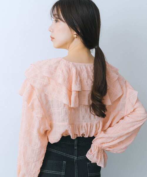 HEYUMM（ヘユム）の「チュニックフリルブラウス（シャツ/ブラウス・レディース・オフホワイト/オレンジ/ブラック・ONE）」の10枚目の写真