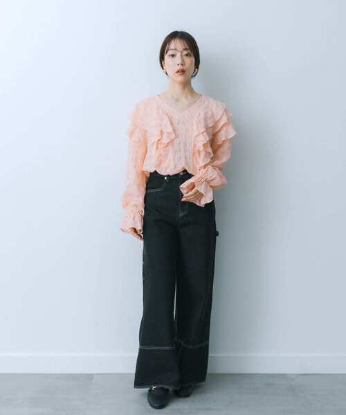 HEYUMM（ヘユム）の「チュニックフリルブラウス（シャツ/ブラウス・レディース・オフホワイト/オレンジ/ブラック・ONE）」の12枚目の写真