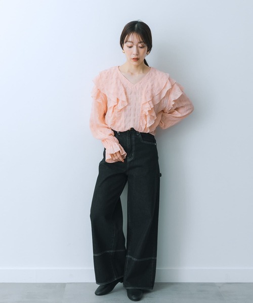 HEYUMM（ヘユム）の「チュニックフリルブラウス（シャツ/ブラウス・レディース・オフホワイト/オレンジ/ブラック・ONE）」の13枚目の写真