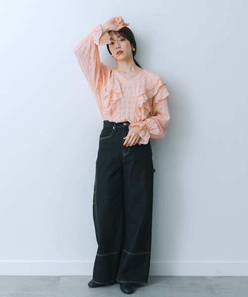 HEYUMM（ヘユム）の「チュニックフリルブラウス（シャツ/ブラウス・レディース・オフホワイト/オレンジ/ブラック・ONE）」の14枚目の写真