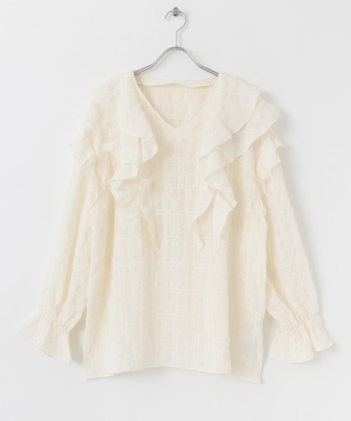 HEYUMM（ヘユム）の「チュニックフリルブラウス（シャツ/ブラウス・レディース・オフホワイト/オレンジ/ブラック・ONE）」の15枚目の写真