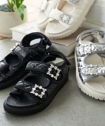 ♡minn サイドビジューサンダル♡ レディース サンダル ビーチサンダル キラキラ CZダイヤ