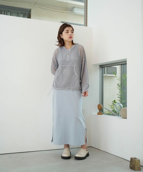 mimi toujours(ミミトゥジュール)の「アメスリ Iライン カットソー ワンピース mimi toujours×itsPeachi(ワンピース・レディース・ベージュ/ブルー・M)」の1枚目の写真