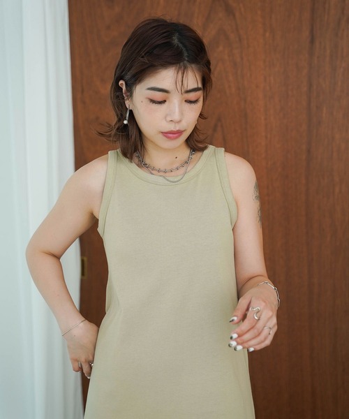 mimi toujours(ミミトゥジュール)の「アメスリ Iライン カットソー ワンピース mimi toujours×itsPeachi(ワンピース・レディース・ベージュ/ブルー・M)」の19枚目の写真