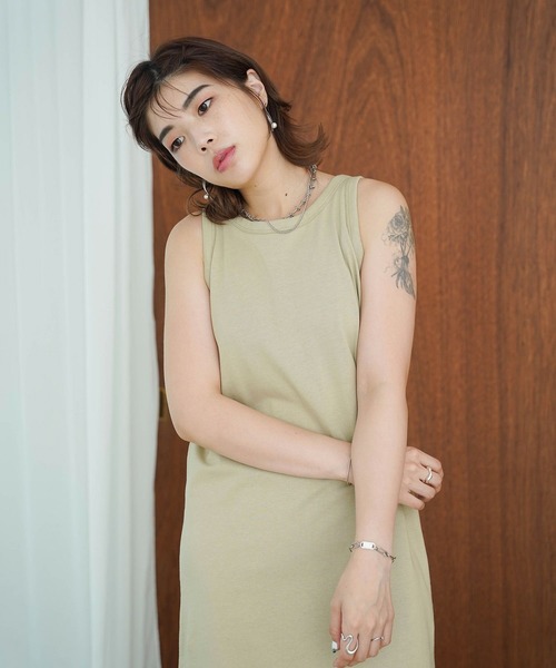 mimi toujours(ミミトゥジュール)の「アメスリ Iライン カットソー ワンピース mimi toujours×itsPeachi(ワンピース・レディース・ベージュ/ブルー・M)」の14枚目の写真