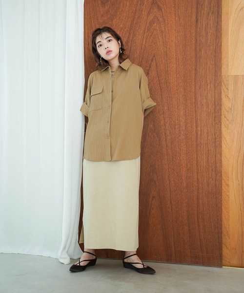 mimi toujours(ミミトゥジュール)の「アメスリ Iライン カットソー ワンピース mimi toujours×itsPeachi(ワンピース・レディース・ベージュ/ブルー・M)」の15枚目の写真