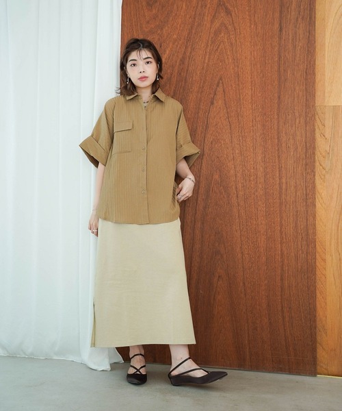 mimi toujours(ミミトゥジュール)の「アメスリ Iライン カットソー ワンピース mimi toujours×itsPeachi(ワンピース・レディース・ベージュ/ブルー・M)」の9枚目の写真