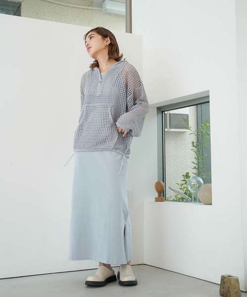 mimi toujours(ミミトゥジュール)の「アメスリ Iライン カットソー ワンピース mimi toujours×itsPeachi(ワンピース・レディース・ベージュ/ブルー・M)」の12枚目の写真
