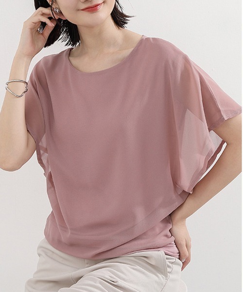 Miniministore（ミニミニストア）の「フレア袖シャツブラウスシフォントップス（シャツ/ブラウス・レディース・ブルー/ブラック/ピンク/サーモンピンク/ホワイト/ネイビー・L/M）」の17枚目の写真
