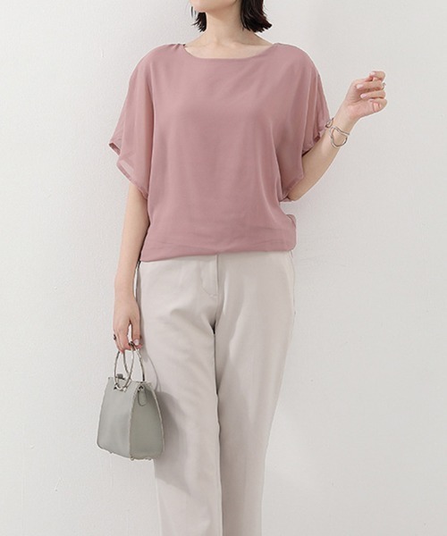 Miniministore（ミニミニストア）の「フレア袖シャツブラウスシフォントップス（シャツ/ブラウス・レディース・ブルー/ブラック/ピンク/サーモンピンク/ホワイト/ネイビー・L/M）」の18枚目の写真