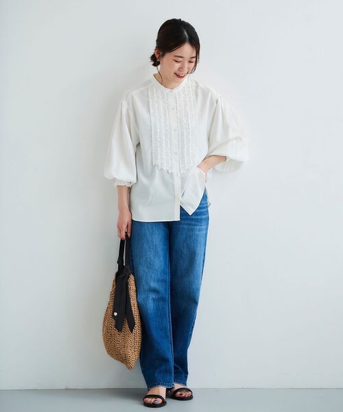 le.coeur blanc(ルクールブラン)の「グログランテープ柄編みペーパーバッグ(かごバッグ・レディース・ベージュ/ブラック・FREE)」の21枚目の写真