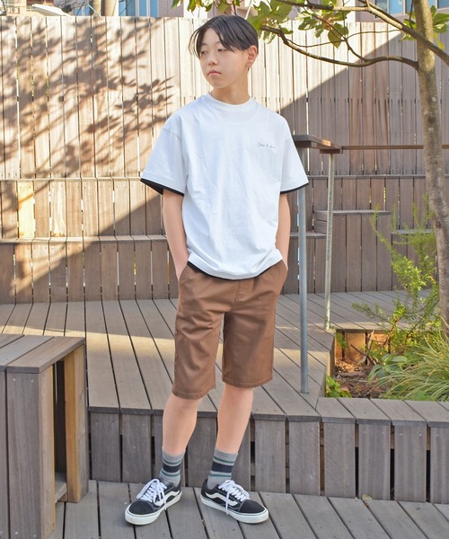 GLAZOS(グラソス)の「ワンポイントロゴ裾レイヤード半袖Tシャツ(Tシャツ/カットソー・キッズ・ライトブルー/ブラック/ホワイト/ライトグリーン/ネイビー・140cm/150cm/160cm/170cm/130cm)」の6枚目の写真