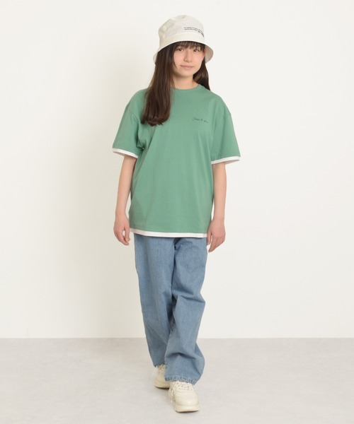 ワンポイントロゴ裾レイヤード半袖Tシャツ（Tシャツ/カットソー