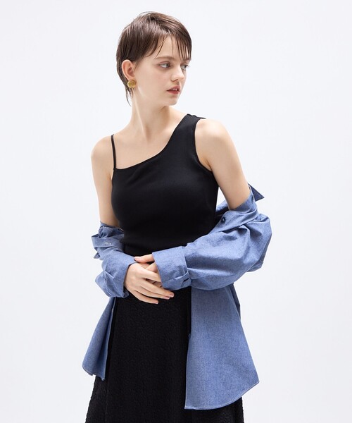 DEICY(デイシー)の「アシメカップインリブカッソー(Tシャツ/カットソー・レディース・アイボリー/ブラック/ベージュ・FREE)」の2枚目の写真