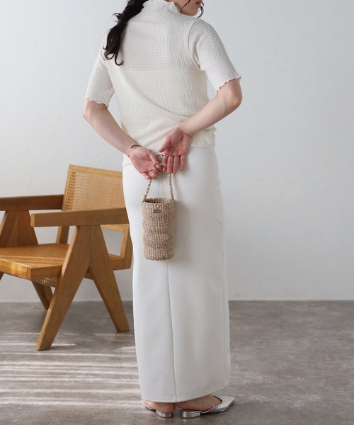 Fizz(フィズ)の「【Fizz/フィズ】 カットシャーリング プチハイネック半袖Tee(Tシャツ/カットソー・レディース・グレイッシュベージュ/アイボリー/ブラック・M)」の9枚目の写真